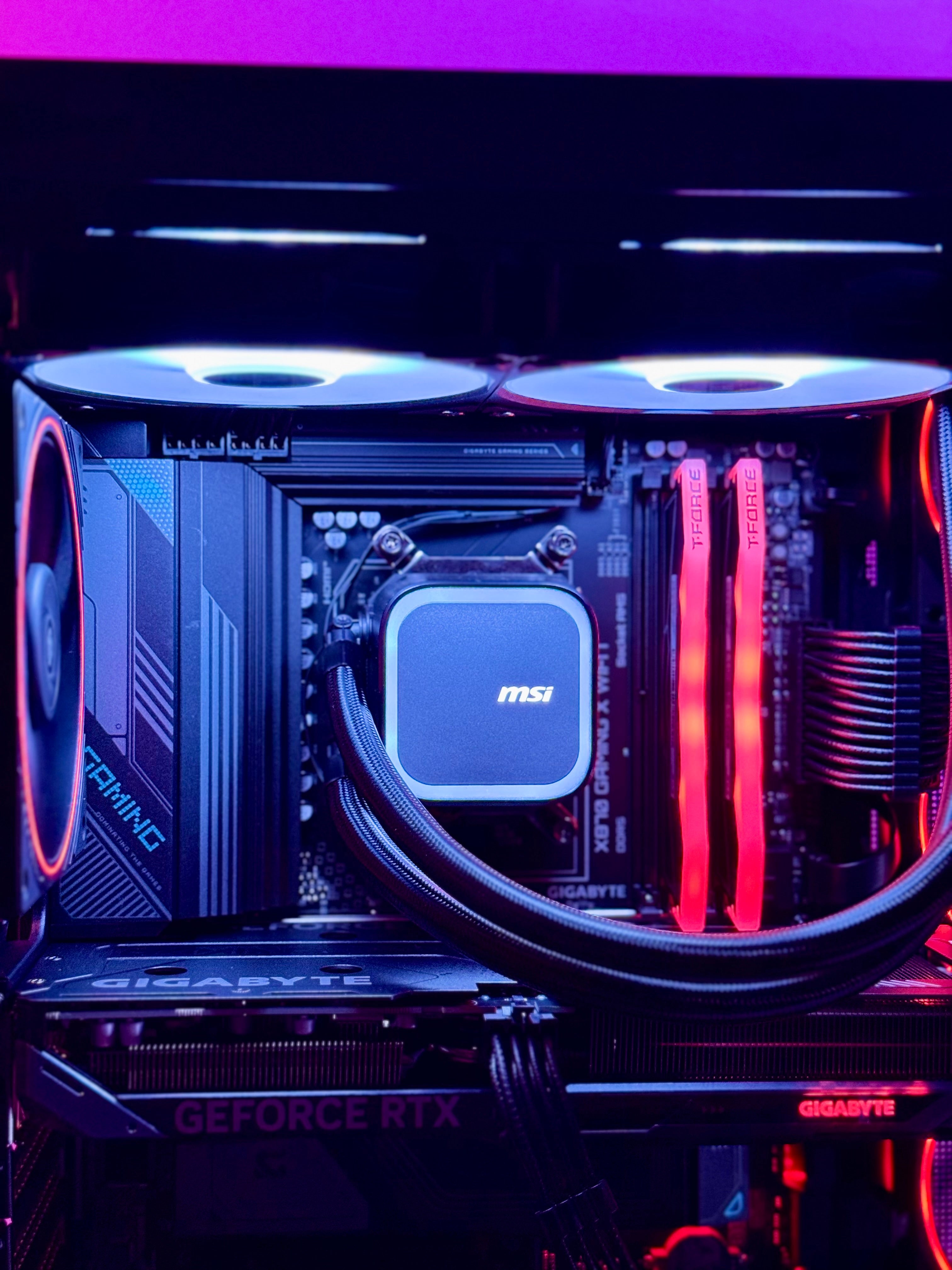 Computer hardware with MSI logo and RGB lighting