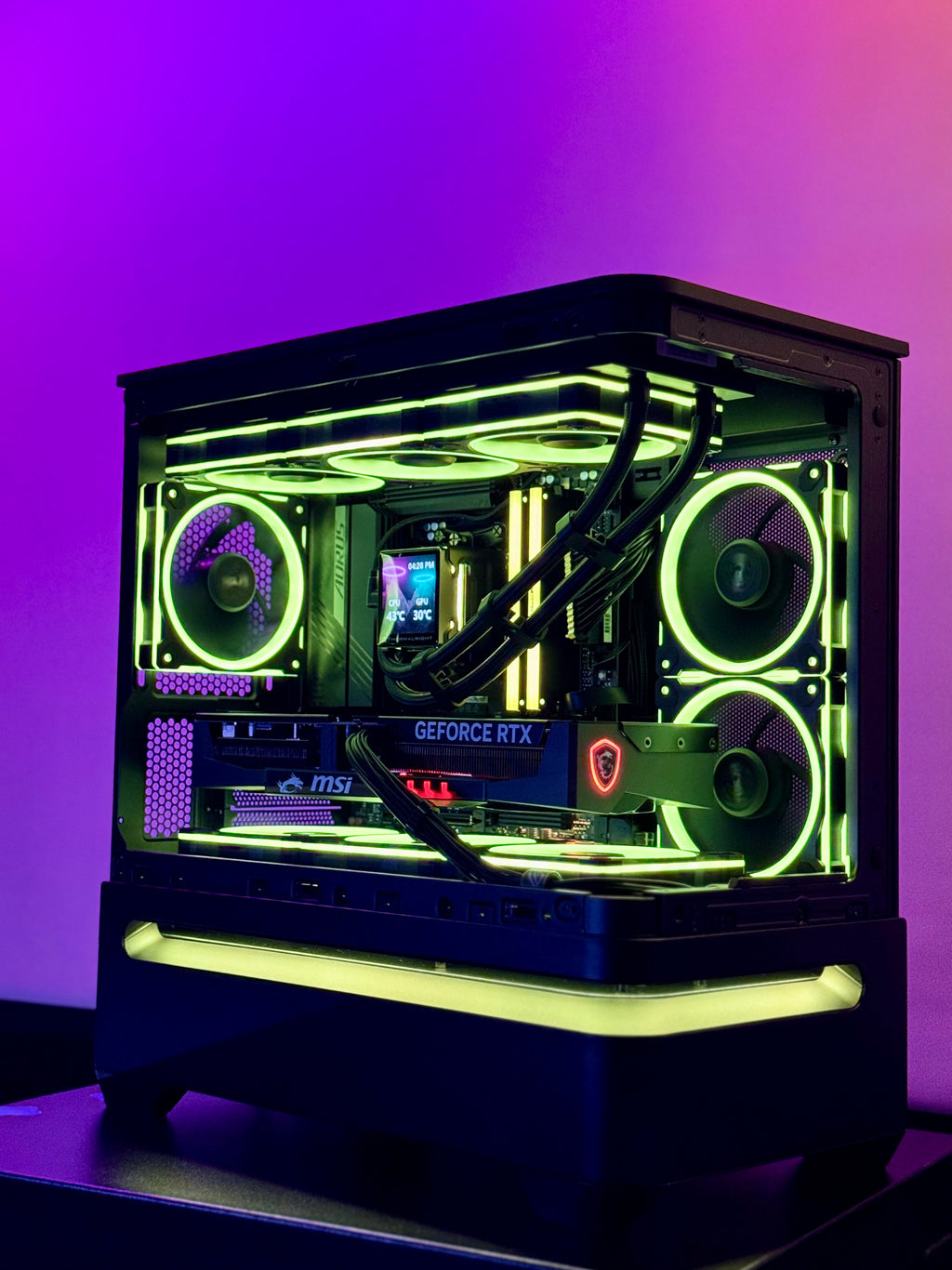 High-end gaming PC called Let's Ride by Shook PC featuring a 5070 Ti and 9850X3D in the ASUS AP202 mATX Desktop Case.