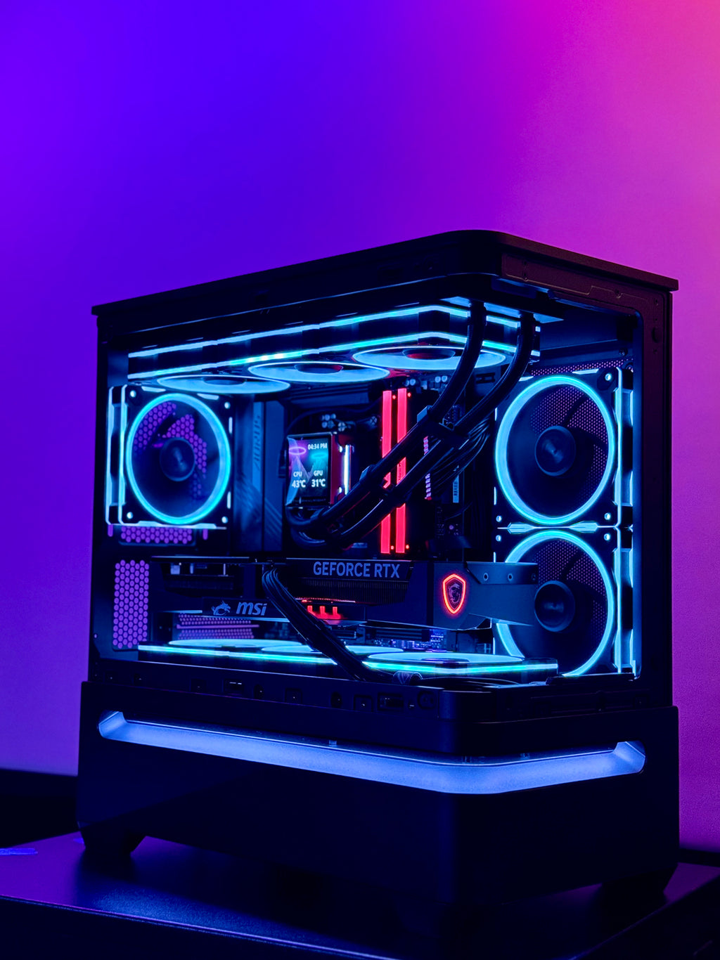 High-end gaming PC called Let's Ride by Shook PC featuring a 5070 Ti and 9850X3D in the ASUS AP202 mATX Desktop Case.