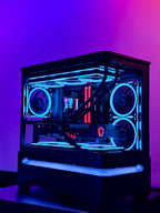 High-end gaming PC called Let's Ride by Shook PC featuring a 5070 Ti and 9850X3D in the ASUS AP202 mATX Desktop Case.