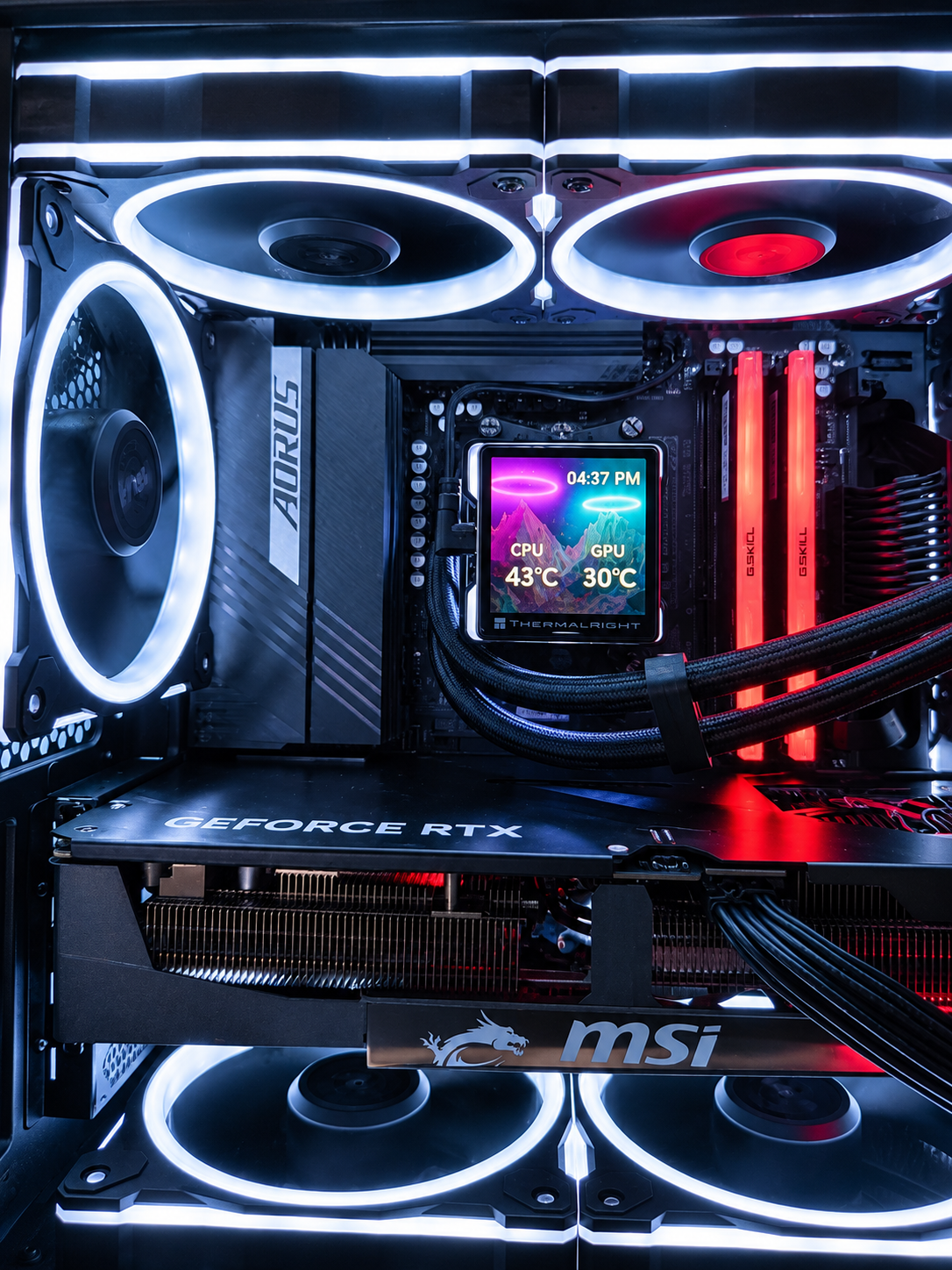 High-end gaming PC called Let's Ride by Shook PC featuring a 5070 Ti and 9850X3D in the ASUS AP202 mATX Desktop Case.