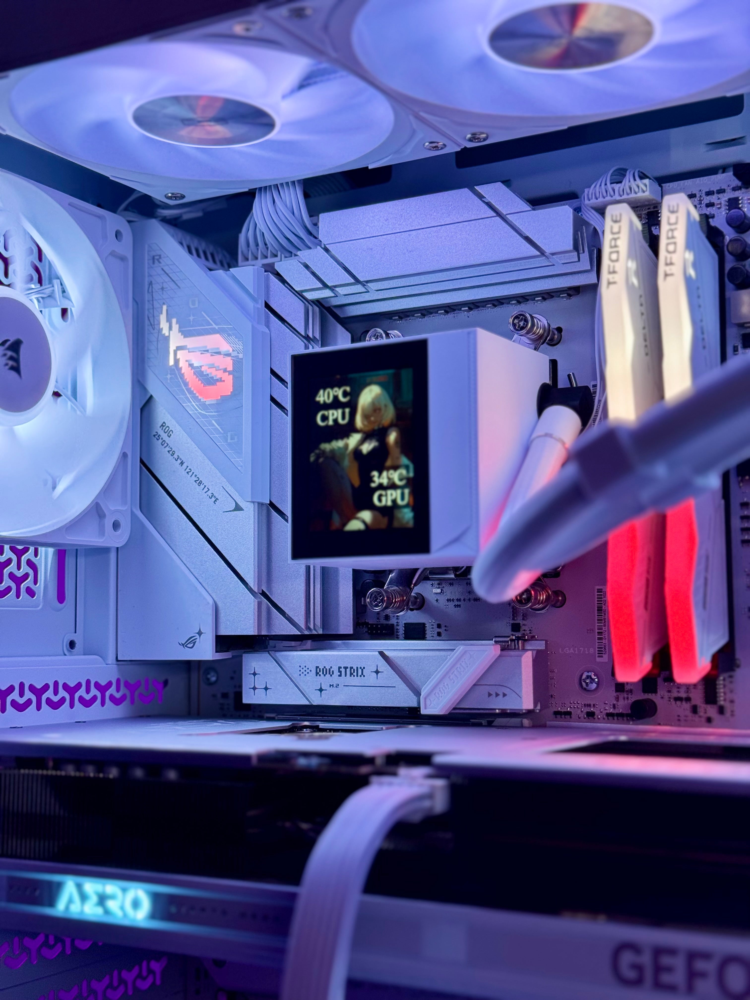 Close-up of a computer motherboard with visible components and branding.